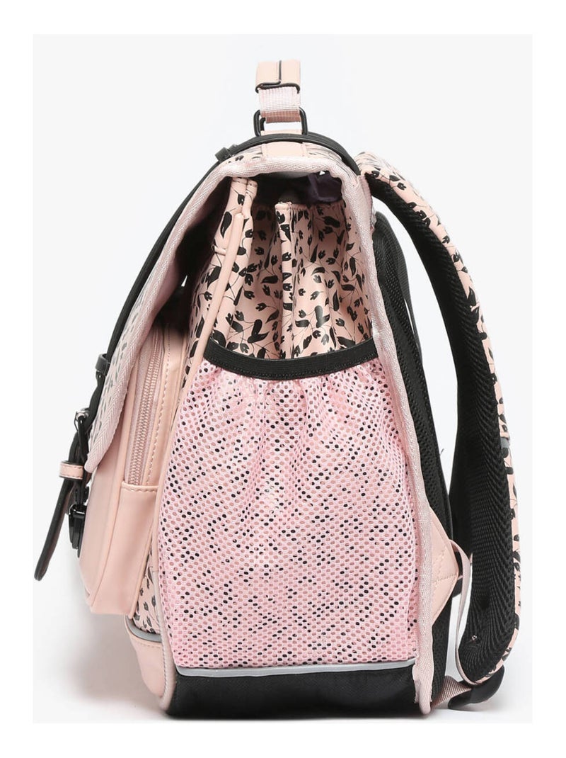 Cartable scolaire 41cm Caméléon Vintage North avec 3 compartiments - CM1/CM2 Rose pastel - Kiabi