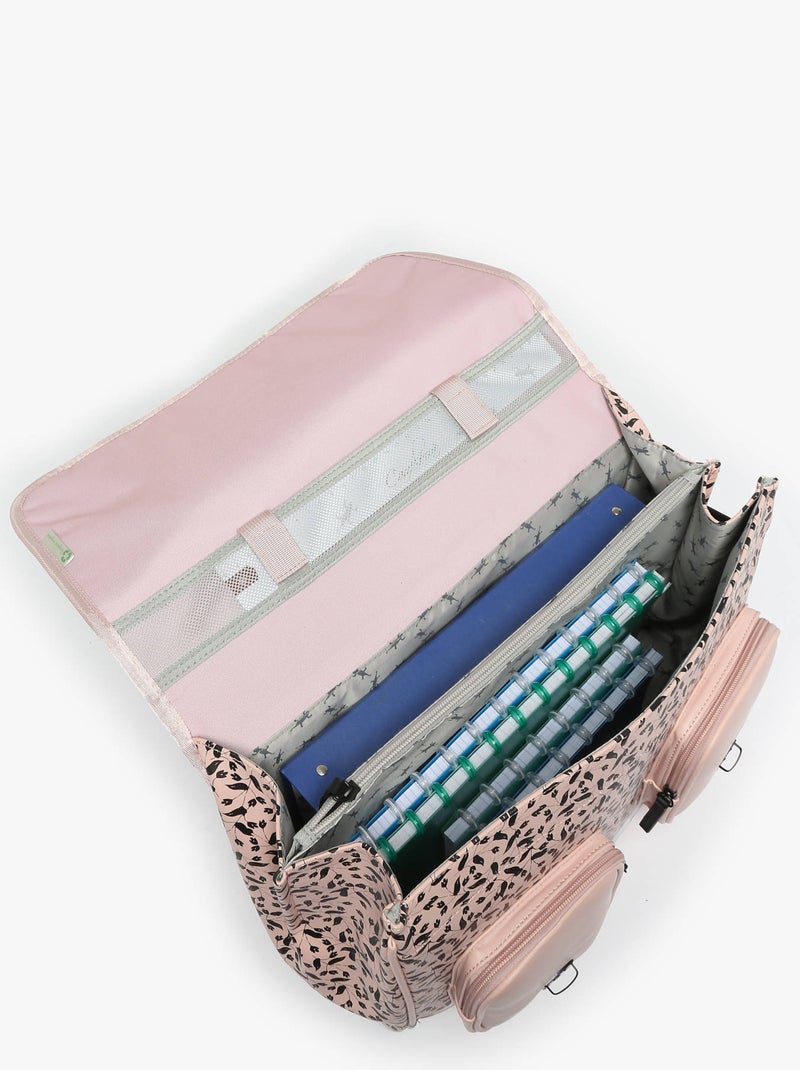 Cartable scolaire 41cm Caméléon Vintage North avec 3 compartiments - CM1/CM2 Rose pastel - Kiabi
