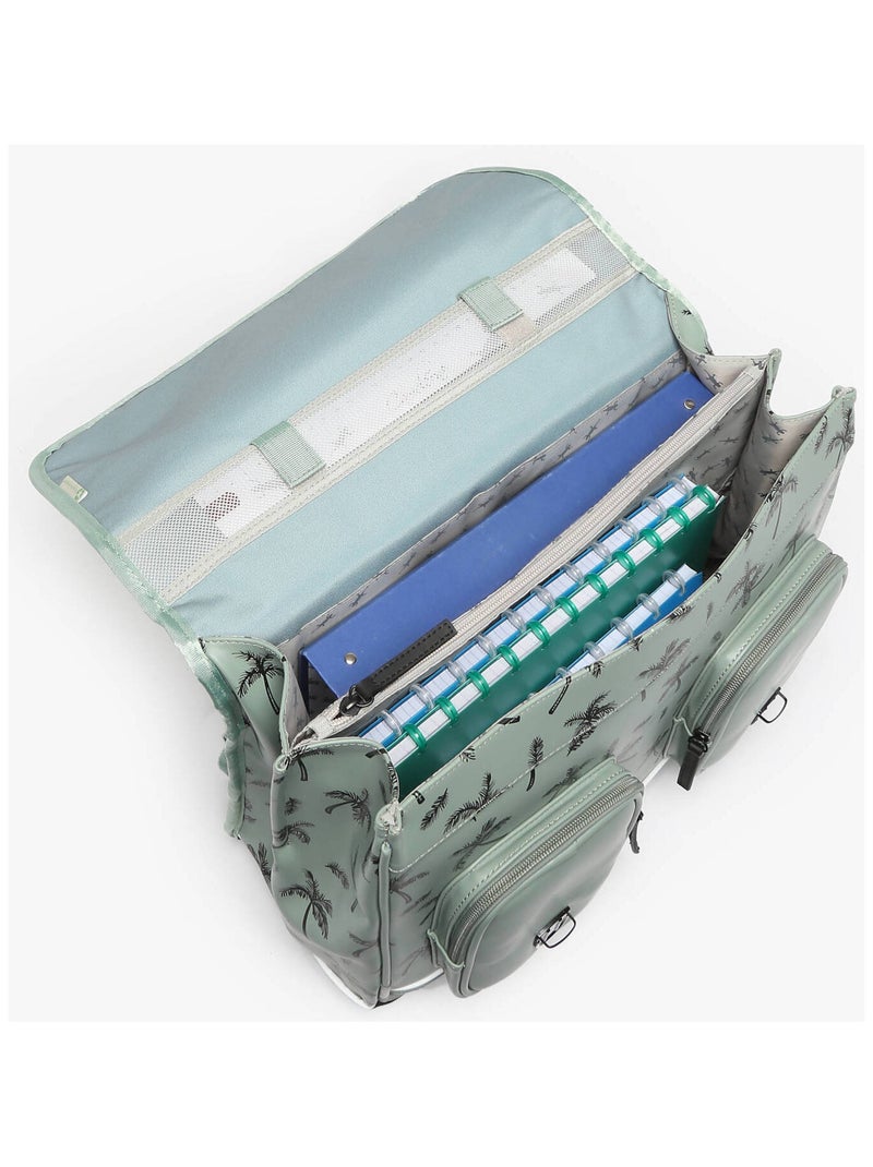 Cartable scolaire 41cm Caméléon Vintage North avec 3 compartiments - CM1/CM2 Vert clair - Kiabi