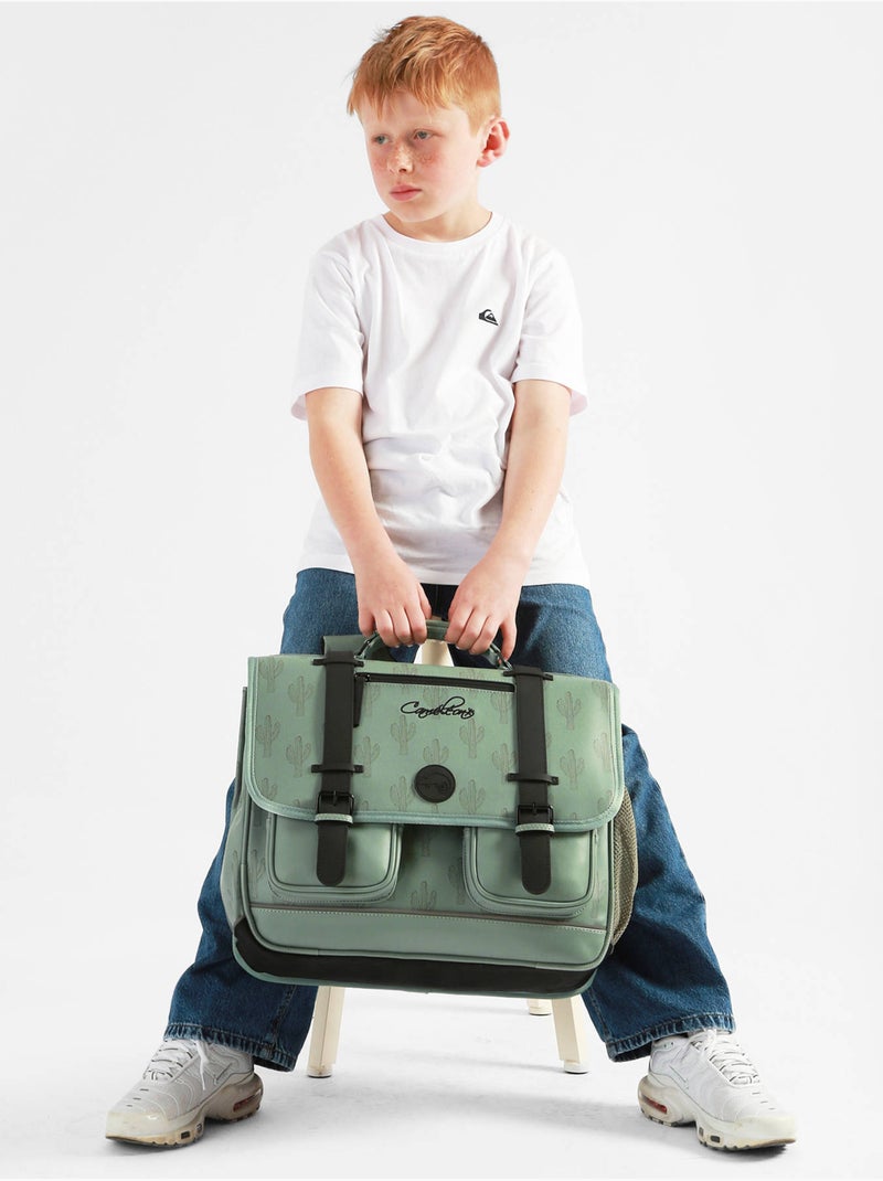 Cartable scolaire 41cm Caméléon Vintage North avec 3 compartiments - CM1/CM2 Vert kaki clair - Kiabi