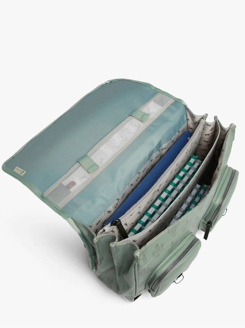 Cartable scolaire 41cm Caméléon Vintage North avec 3 compartiments - CM1/CM2 Vert kaki clair - Kiabi