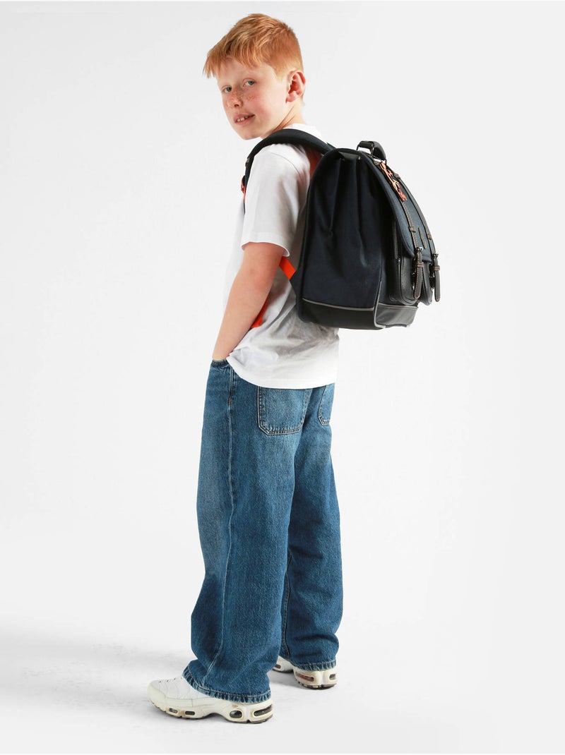 Cartable scolaire 41cm Caméléon Vintage Urban avec 3 compartiments - CM1/CM2 Blanc Orange clair - Kiabi