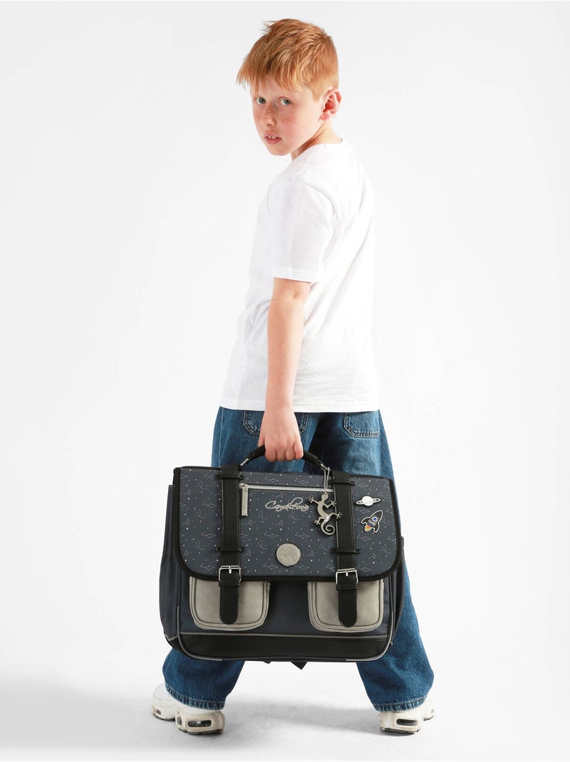Cartable scolaire 41cm Caméléon Vintage Urban avec 3 compartiments - CM1/CM2 Bleu gris - Kiabi