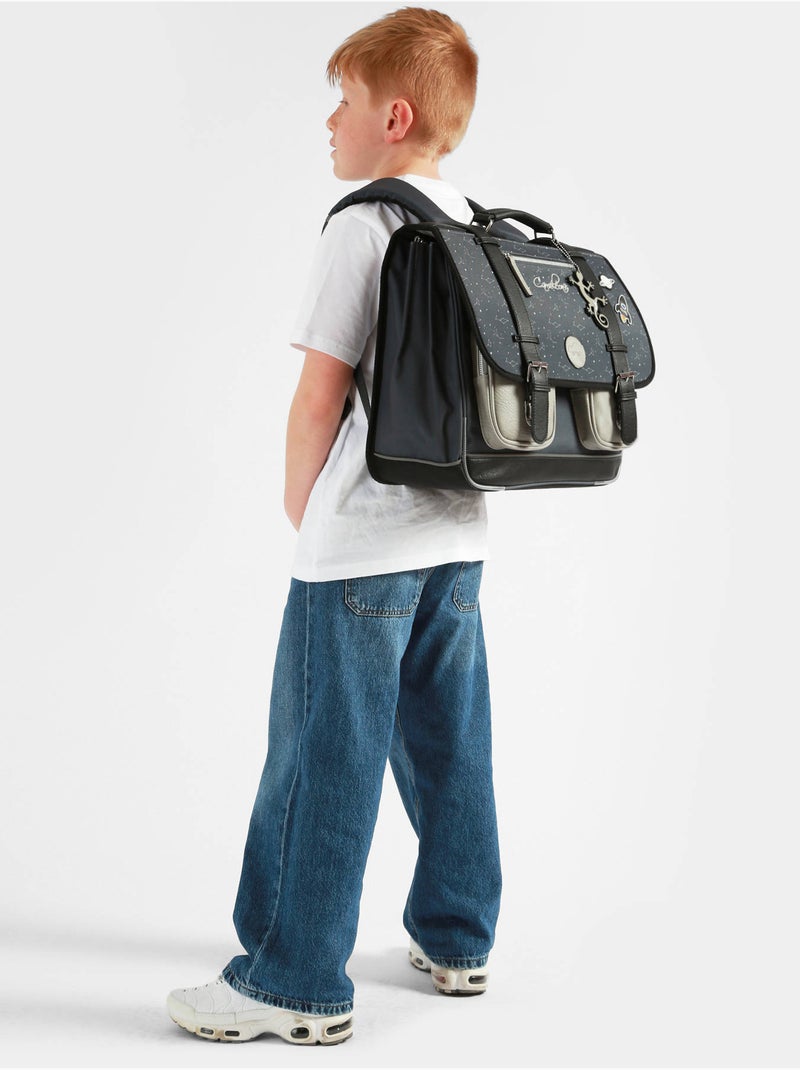 Cartable scolaire 41cm Caméléon Vintage Urban avec 3 compartiments - CM1/CM2 Bleu gris - Kiabi