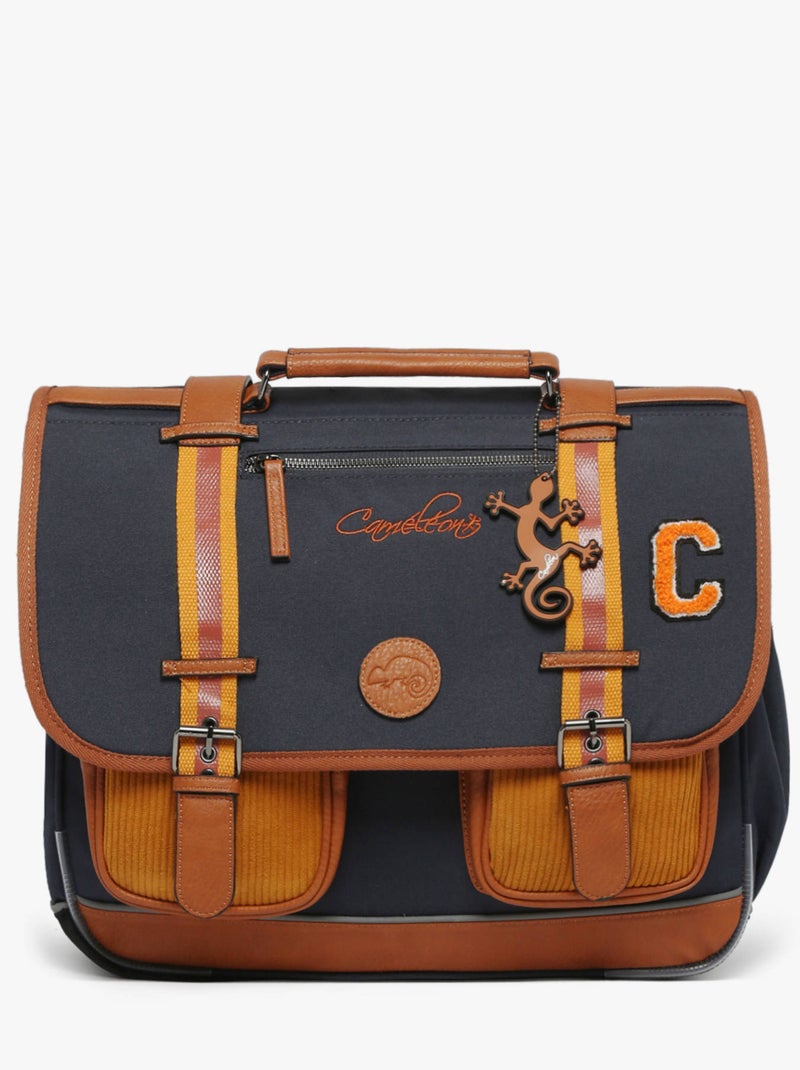 Cartable scolaire 41cm Caméléon Vintage Urban avec 3 compartiments - CM1/CM2 Bleu Marron Bleu - Kiabi