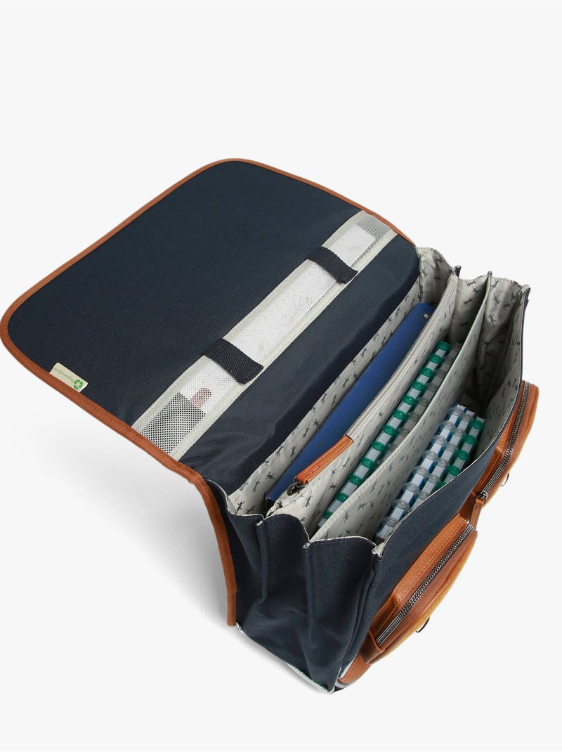 Cartable scolaire 41cm Caméléon Vintage Urban avec 3 compartiments - CM1/CM2 Bleu Marron Bleu - Kiabi