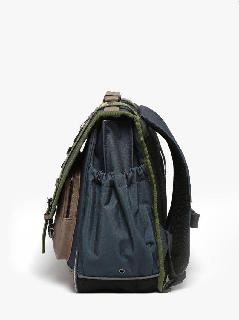 Cartable scolaire 41cm Caméléon Vintage Urban avec 3 compartiments - CM1/CM2 Gris Kaki Bleu - Kiabi