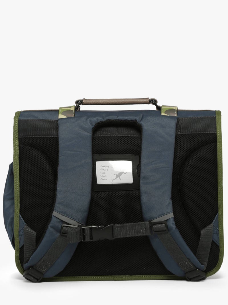 Cartable scolaire 41cm Caméléon Vintage Urban avec 3 compartiments - CM1/CM2 Gris Kaki Bleu - Kiabi