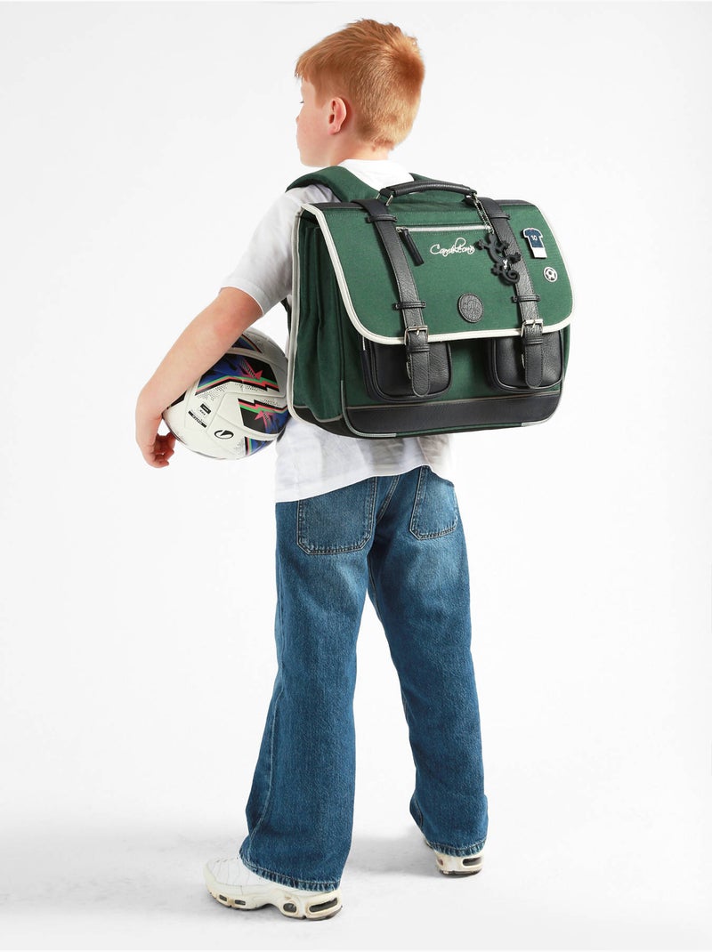 Cartable scolaire 41cm Caméléon Vintage Urban avec 3 compartiments - CM1/CM2 Vert bouteille - Kiabi