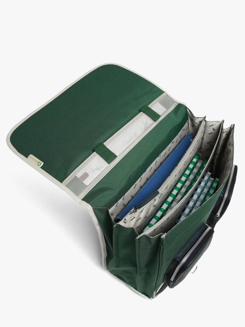 Cartable scolaire 41cm Caméléon Vintage Urban avec 3 compartiments - CM1/CM2 Vert bouteille - Kiabi