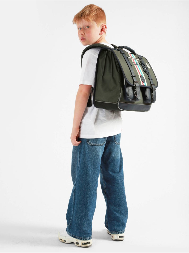 Cartable scolaire 41cm Caméléon Vintage Urban avec 3 compartiments - CM1/CM2 Vert sapin - Kiabi