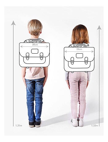 Cartable scolaire à roulettes 38 cm Ligne Basic Caméléon. Intérieur 2 compartiments - CP/CE1/CE2