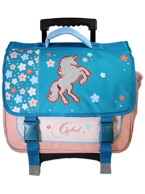 Cartable scolaire à roulettes fille Cybel Licorne 38 cm bleu et rose 2 compartiments primaire - Kiabi Cartable scolaire à roulettes fille Cybel Licorne 38 cm bleu et rose 2 compartiments primaire - Kiabi