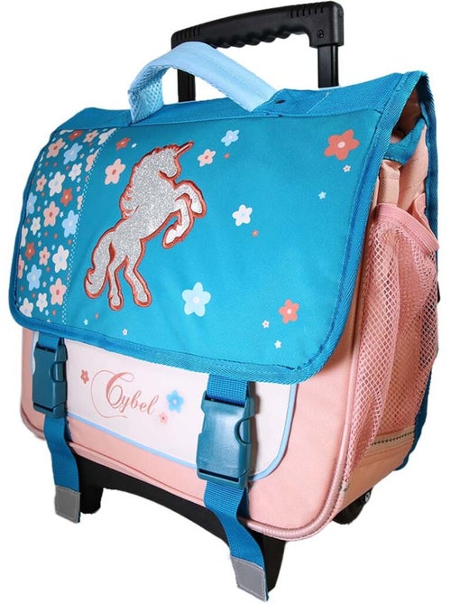 Cartable scolaire à roulettes fille Cybel Licorne 38 cm bleu et rose 2 compartiments primaire - Kiabi Cartable scolaire à roulettes fille Cybel Licorne 38 cm bleu et rose 2 compartiments primaire - Kiabi