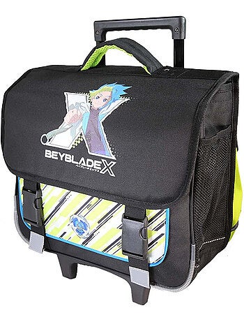 Cartable scolaire à roulettes garçon 38 cm 2 compartiments BEYBLADE X noir vert