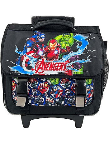 Cartable scolaire à roulettes garçon Avengers 38 cm noir 2 compartiments