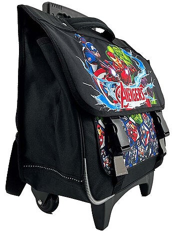 Cartable scolaire à roulettes garçon Avengers 38 cm noir 2 compartiments