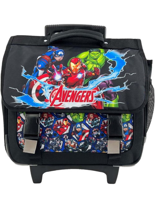 Cartable scolaire à roulettes garçon Avengers 38 cm noir 2 compartiments - Kiabi