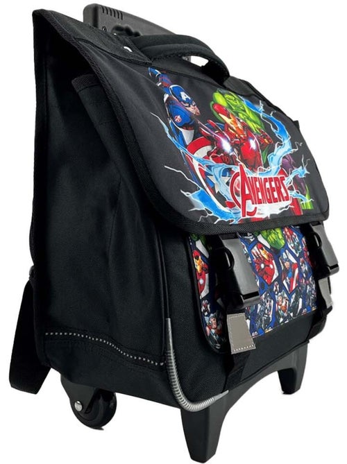 Cartable scolaire à roulettes garçon Avengers 38 cm noir 2 compartiments - Kiabi