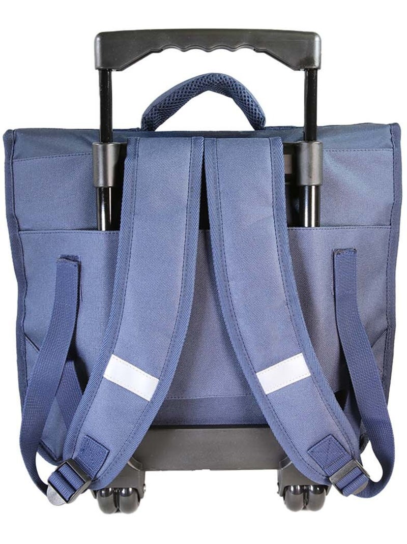Cartable scolaire à roulettes garçon Dragons 38 cm bleu 2 compartiments Bleu marine - Kiabi