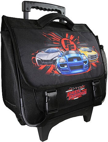 Cartable scolaire à roulettes garçon Fast & Furious 38 cm noir 2 compartiments