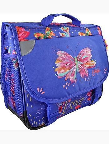 Cartable scolaire fille 38 cm 2 compartiments ETTAVEE Fly With Me bleu violet papillon