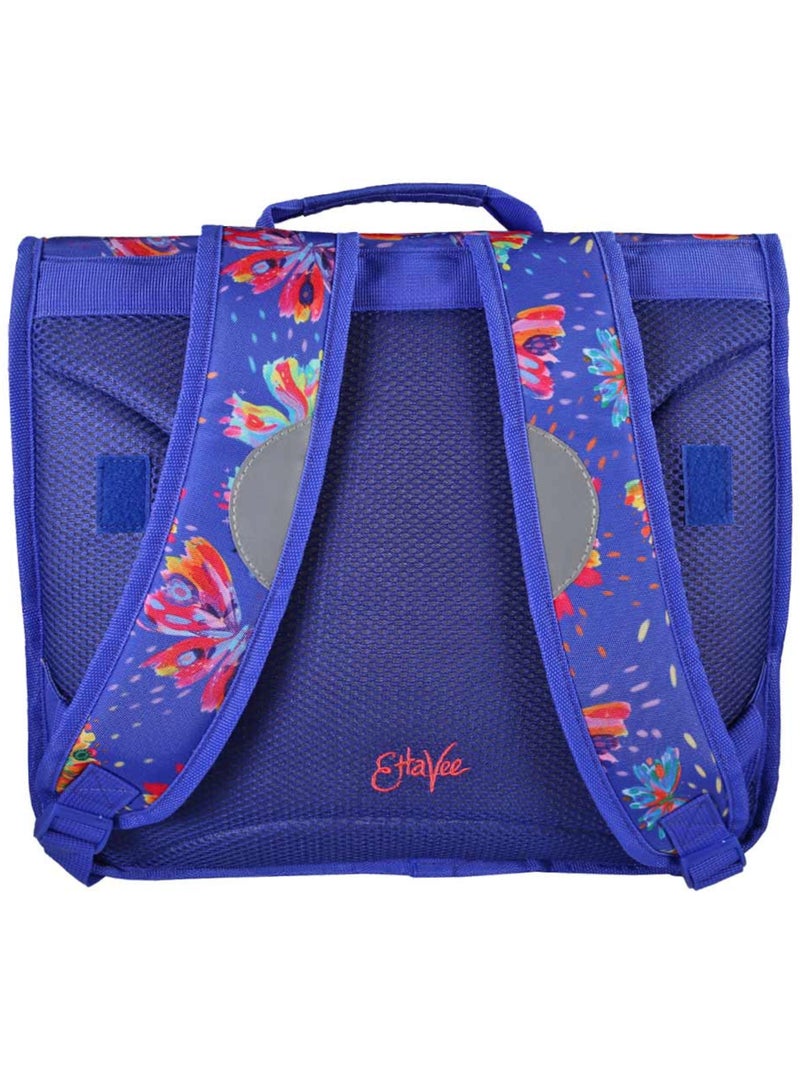 Cartable scolaire fille 38 cm 2 compartiments ETTAVEE Fly With Me bleu violet papillon Bleu - Kiabi