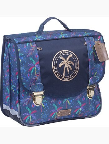 Cartable scolaire fille 38 cm 2 compartiments ETTAVEE Palm Tree bleu tropical