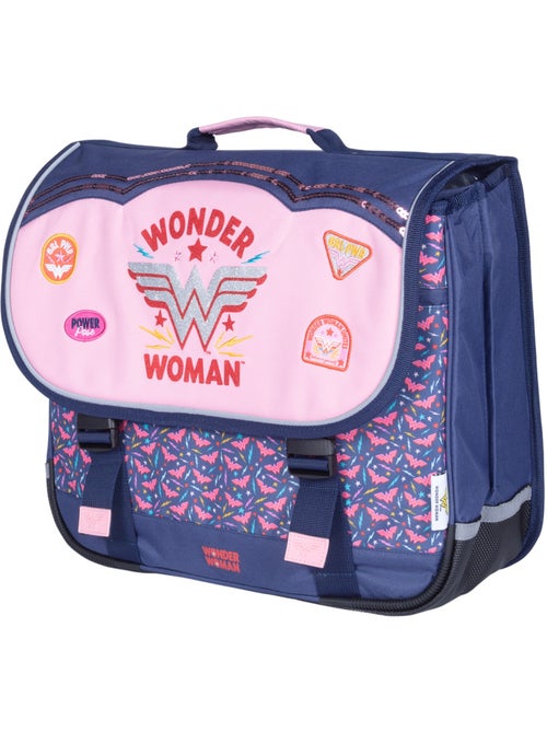 Cartable scolaire fille 38 cm 2 compartiments WONDER WOMAN bleu rose - Kiabi Cartable scolaire fille 38 cm 2 compartiments WONDER WOMAN bleu rose - Kiabi