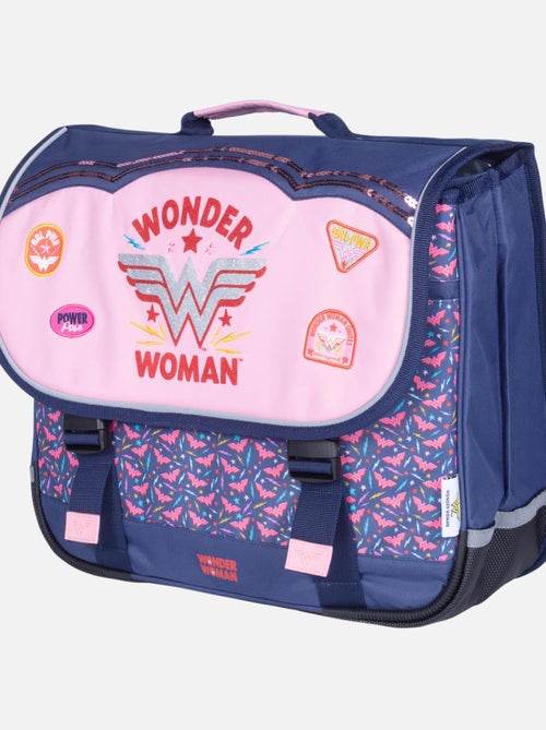 Cartable scolaire fille 38 cm 2 compartiments WONDER WOMAN bleu rose - Kiabi Cartable scolaire fille 38 cm 2 compartiments WONDER WOMAN bleu rose - Kiabi