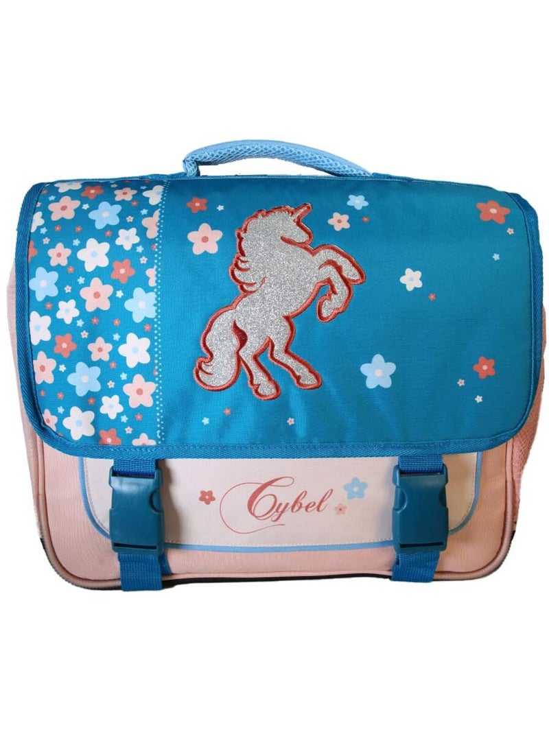 Cartable scolaire fille Cybel Licorne 38 cm bleu et rose 2 compartiments Multicolore - Kiabi