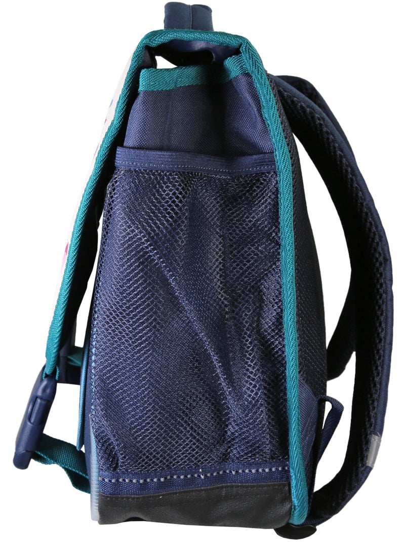 Cartable scolaire fille Lili Lou 38 cm beige et bleu 2 compartiments Bleu marine - Kiabi
