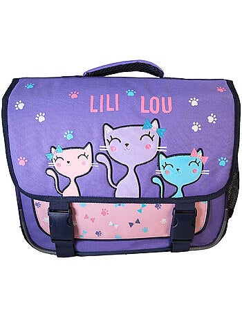 Cartable scolaire fille Lili Lou 38 cm violet 2 compartiments