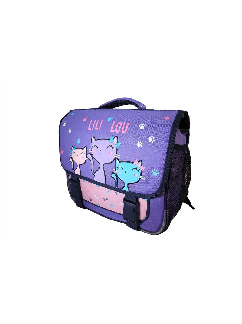 Cartable scolaire fille Lili Lou 38 cm violet 2 compartiments Multicolore - Kiabi