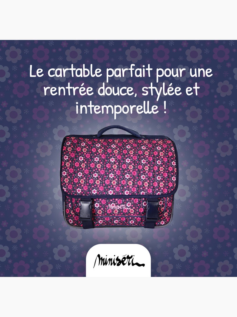 Cartable scolaire fille Miniseri 38 cm violet 2 compartiments Bleu marine - Kiabi