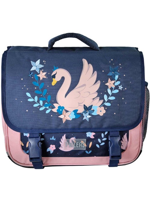 Cartable scolaire fille Phileas Cygne 38 cm – 2 compartiments – Bleu et rose - Kiabi