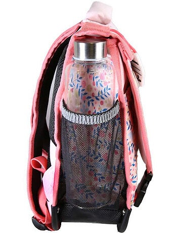 Cartable scolaire fille POL FOX HAPPY BLUSH 38 cm réversible 2 compartiments rose motif fleur
