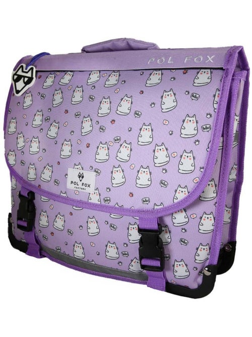 Cartable scolaire fille POL FOX HELLO 38 cm réversible 2 compartiments violet motif chat - Kiabi Cartable scolaire fille POL FOX HELLO 38 cm réversible 2 compartiments violet motif chat - Kiabi