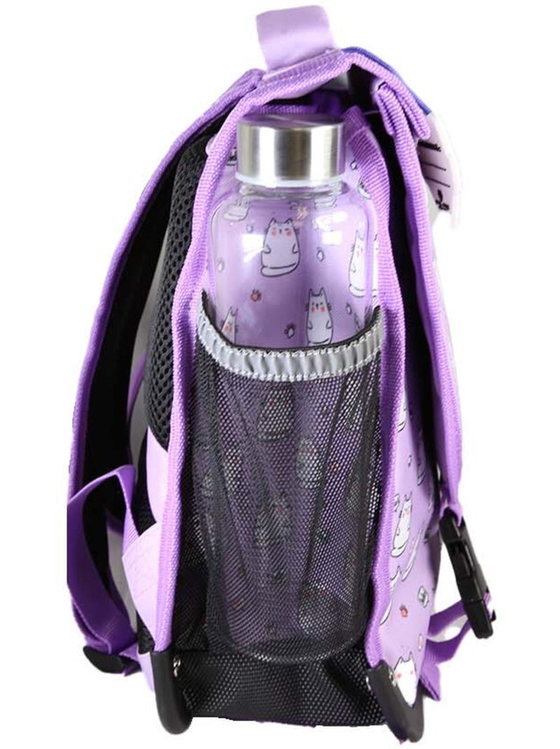 Cartable scolaire fille POL FOX HELLO 38 cm réversible 2 compartiments violet motif chat Multicolore - Kiabi