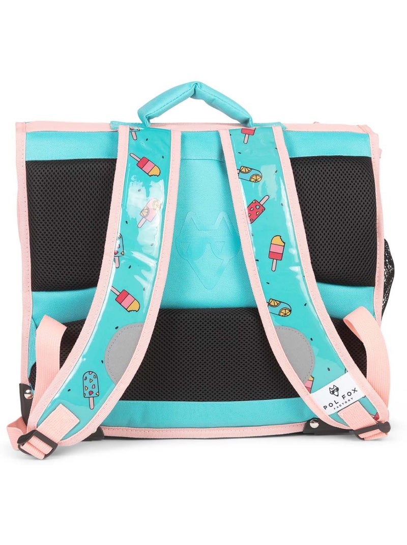 Cartable scolaire fille POL FOX ICE POP 38 cm réversible 2 compartiments rose et bleu motif glace Rose - Kiabi