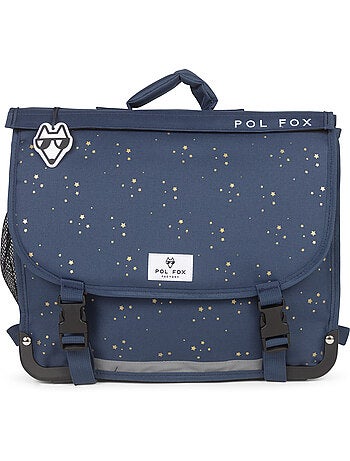 Cartable scolaire fille POL FOX STAR BLUE 41 cm réversible 2 compartiments bleu marine motif étoile