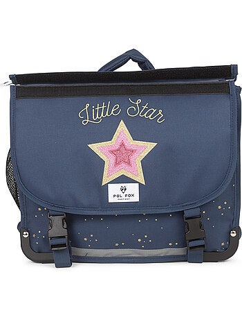 Cartable scolaire fille POL FOX STAR BLUE 41 cm réversible 2 compartiments bleu marine motif étoile