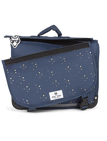 Cartable scolaire fille POL FOX STAR BLUE 41 cm réversible 2 compartiments bleu marine motif étoile
