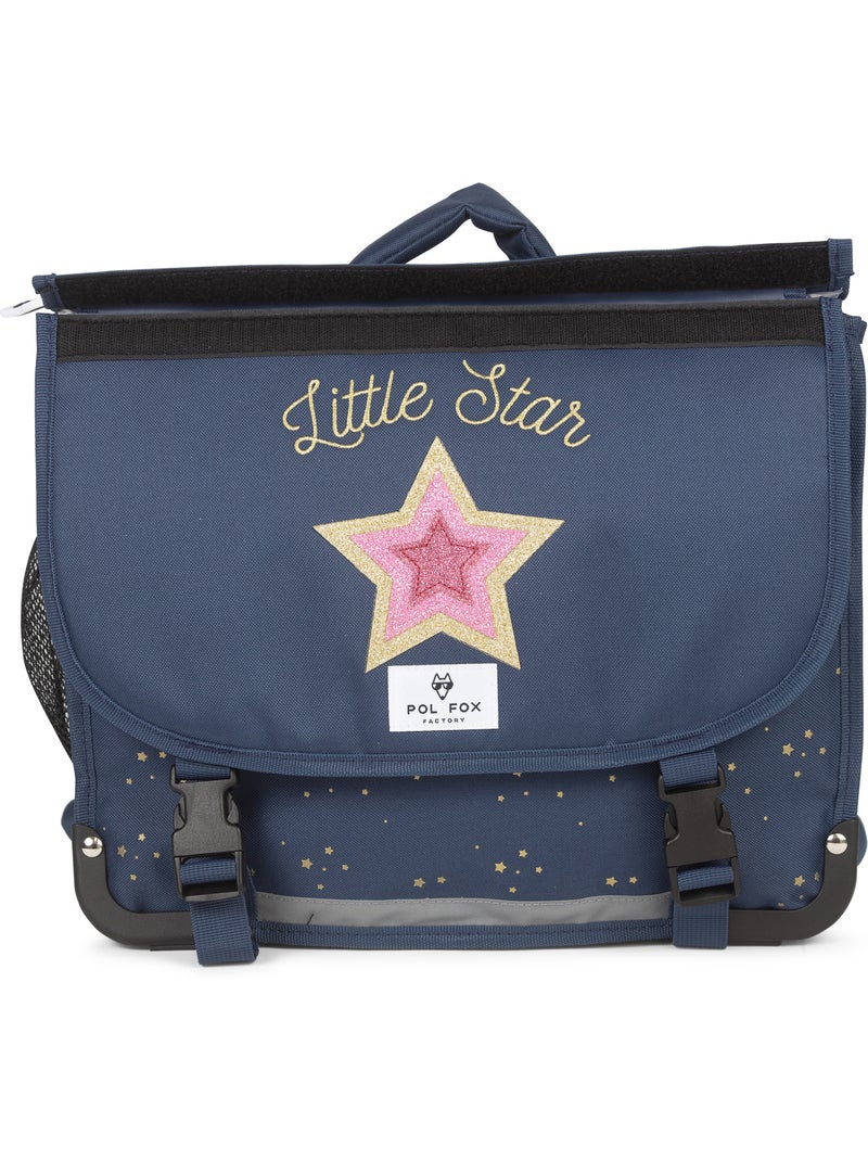 Cartable scolaire fille POL FOX STAR BLUE 41 cm réversible 2 compartiments bleu marine motif étoile Bleu marine - Kiabi