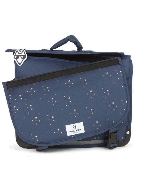 Cartable scolaire fille POL FOX STAR BLUE 41 cm réversible 2 compartiments bleu marine motif étoile - Kiabi