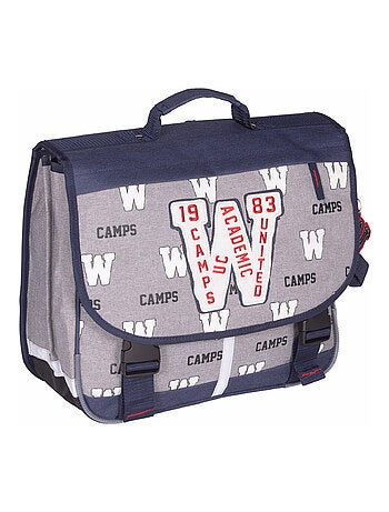 Cartable scolaire garçon 38 cm 2 compartiments CAMPS gris bleu