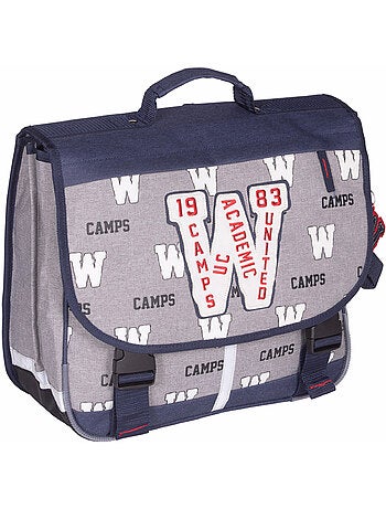 Cartable scolaire garçon 38 cm 2 compartiments CAMPS gris bleu
