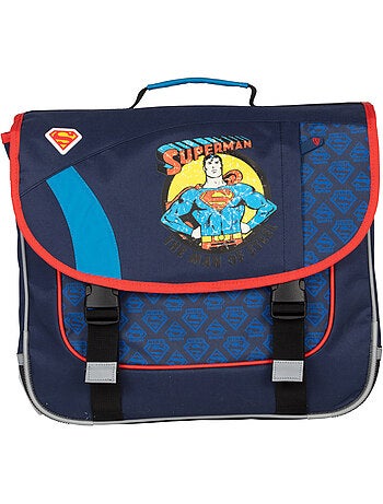 Cartable scolaire garçon 38 cm 2 compartiments SUPERMAN bleu rouge