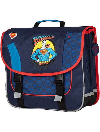 Cartable scolaire garçon 38 cm 2 compartiments SUPERMAN bleu rouge