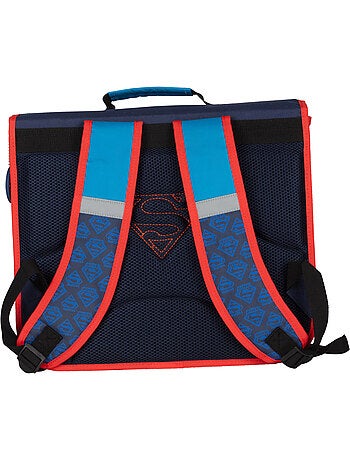 Cartable scolaire garçon 38 cm 2 compartiments SUPERMAN bleu rouge